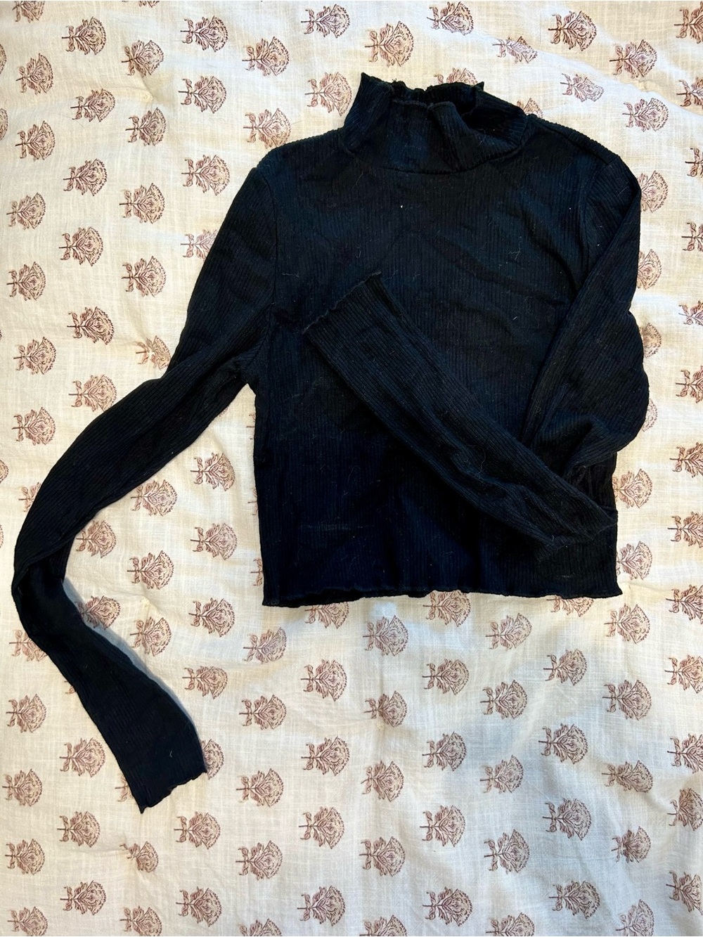 aerie Black Ribbed Mock Neck Long Sleeve Sweater